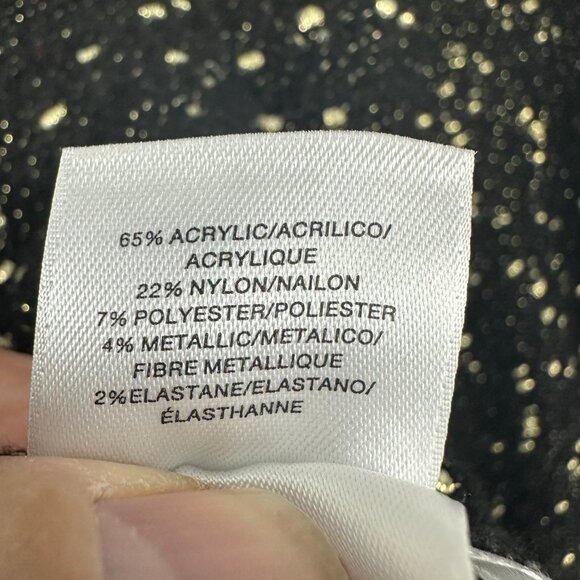 ANNE KLEIN WOMEN'S BLACK w/METALIC SPECKLES LONG PUFF SLEEVES PULLOVER SWEATER M - Picture 11 of 12